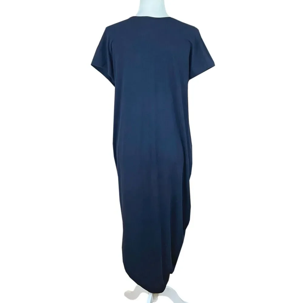 Universal Standard Iconic Geneva V-Neck Dress Size XS (10-12) Navy Pima Cotton